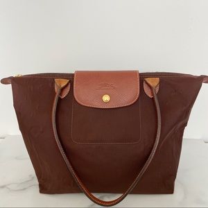 Longchamp Le Pliage Brown nylon tote, small